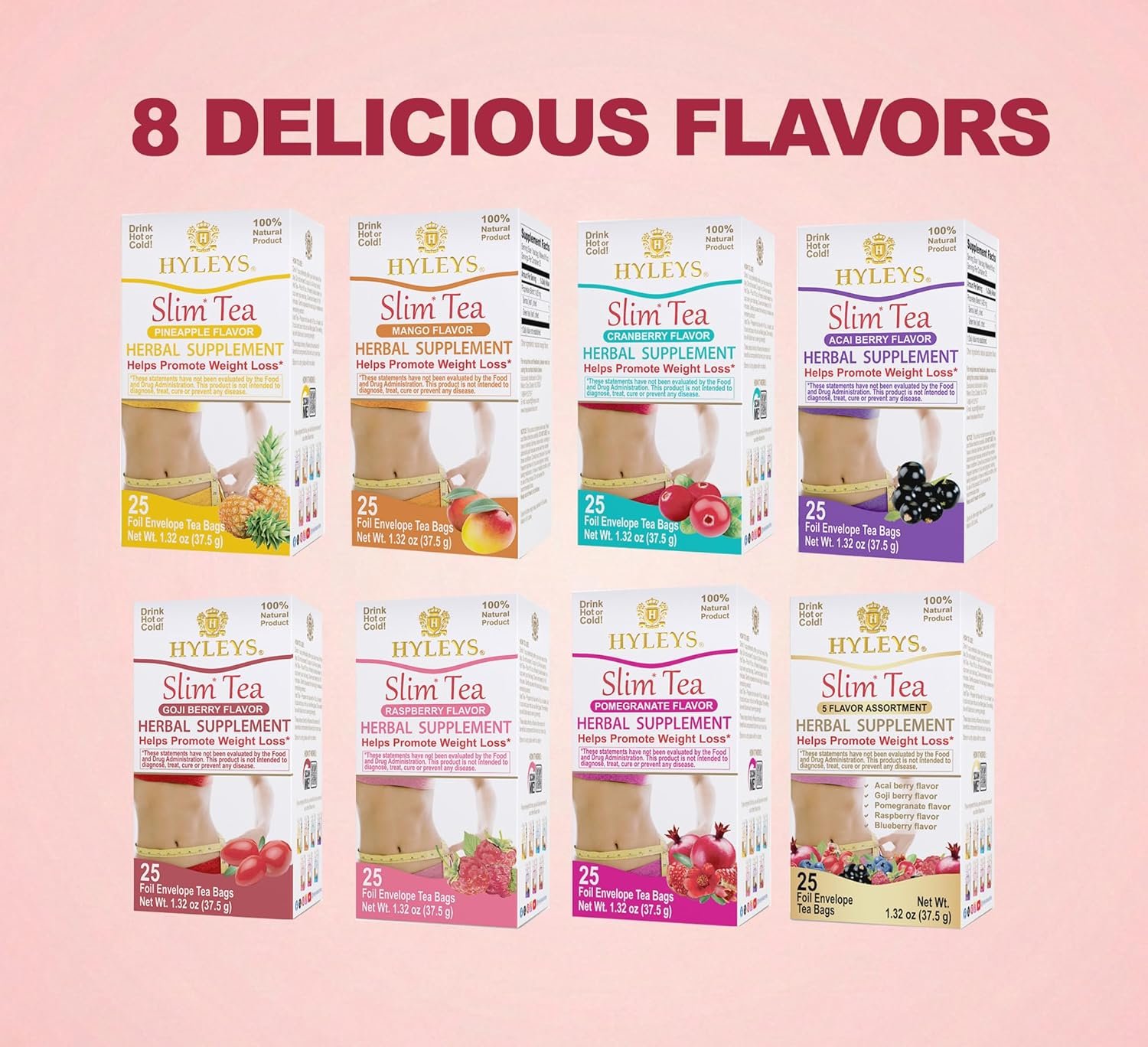 HYLEYS Slim Tea 42 Ct Assorted - Weight Loss Herbal Supplement Cleanse and Detox - 42 Tea Bags (12 Pack) - Tea Bags Variety Pack - Image 8