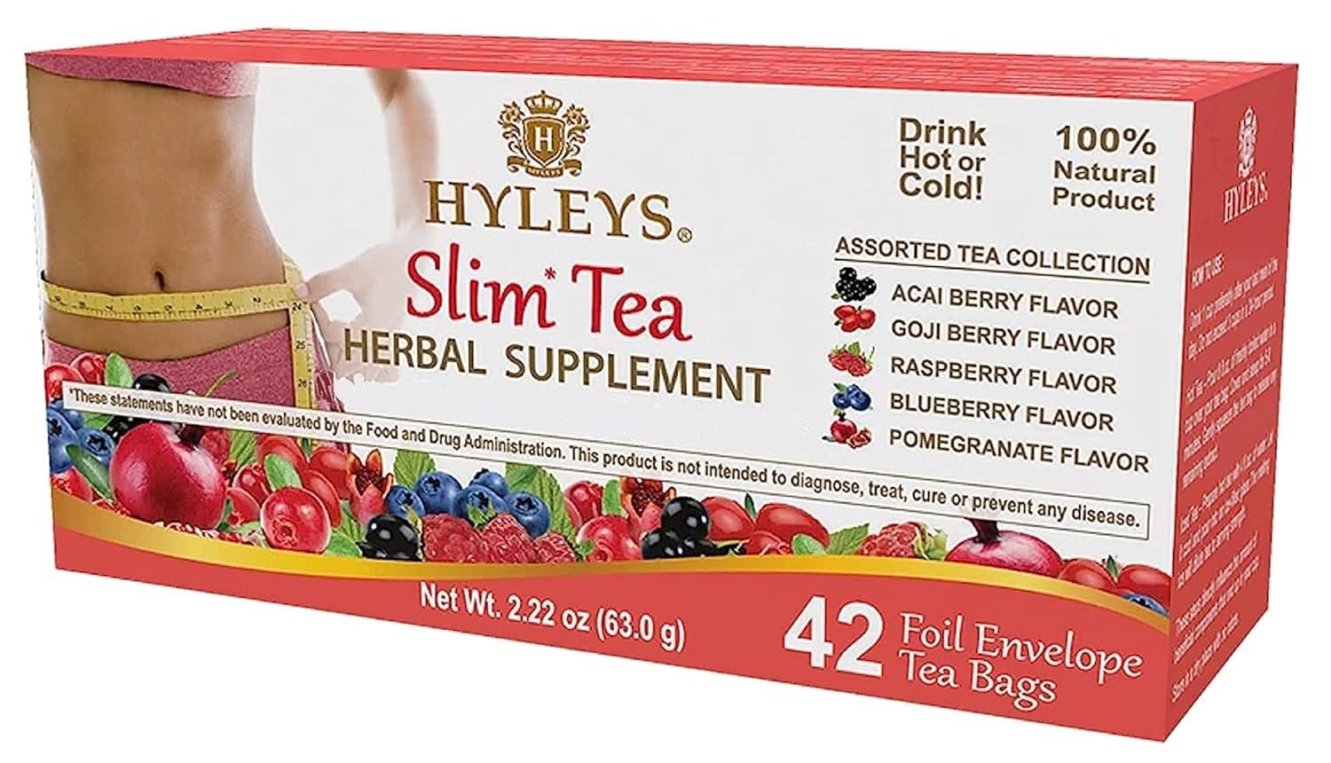 HYLEYS Slim Tea 42 Ct Assorted - Weight Loss Herbal Supplement Cleanse and Detox - 42 Tea Bags (12 Pack) - Tea Bags Variety Pack