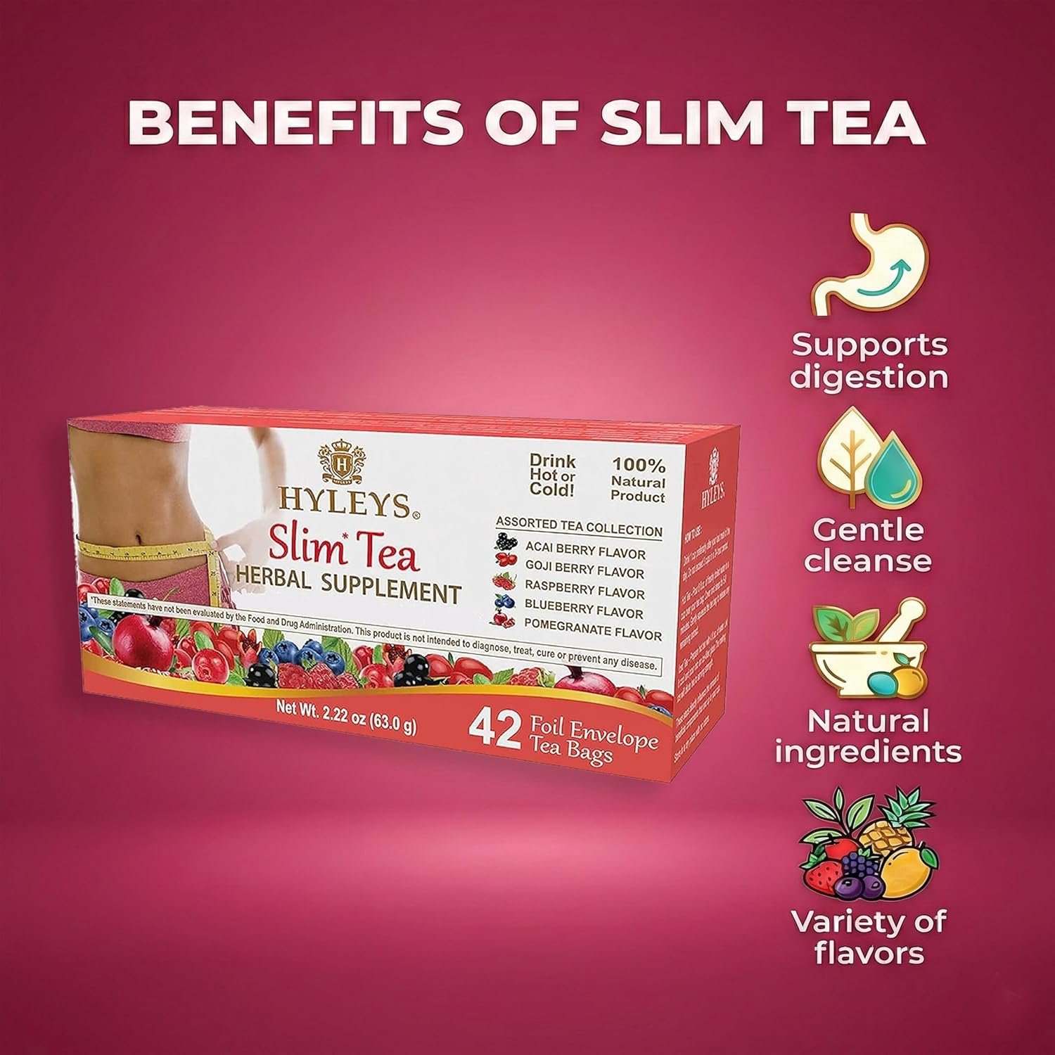 HYLEYS Slim Tea 42 Ct Assorted - Weight Loss Herbal Supplement Cleanse and Detox - 42 Tea Bags (12 Pack) - Tea Bags Variety Pack - Image 5