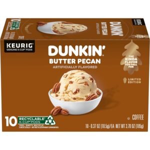 Dunkin’ Butter Pecan Artificially Flavored Coffee, K-Cup Pods, 60 Ct.