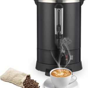 Garvee 120 Cup Commercial Coffee Urn, 4.8 Gal Stainless Steel | Large Capacity, Hot Coffee Maker, Heat Retention for Wedding, Buffet, Catering, Events, Party Gather Black