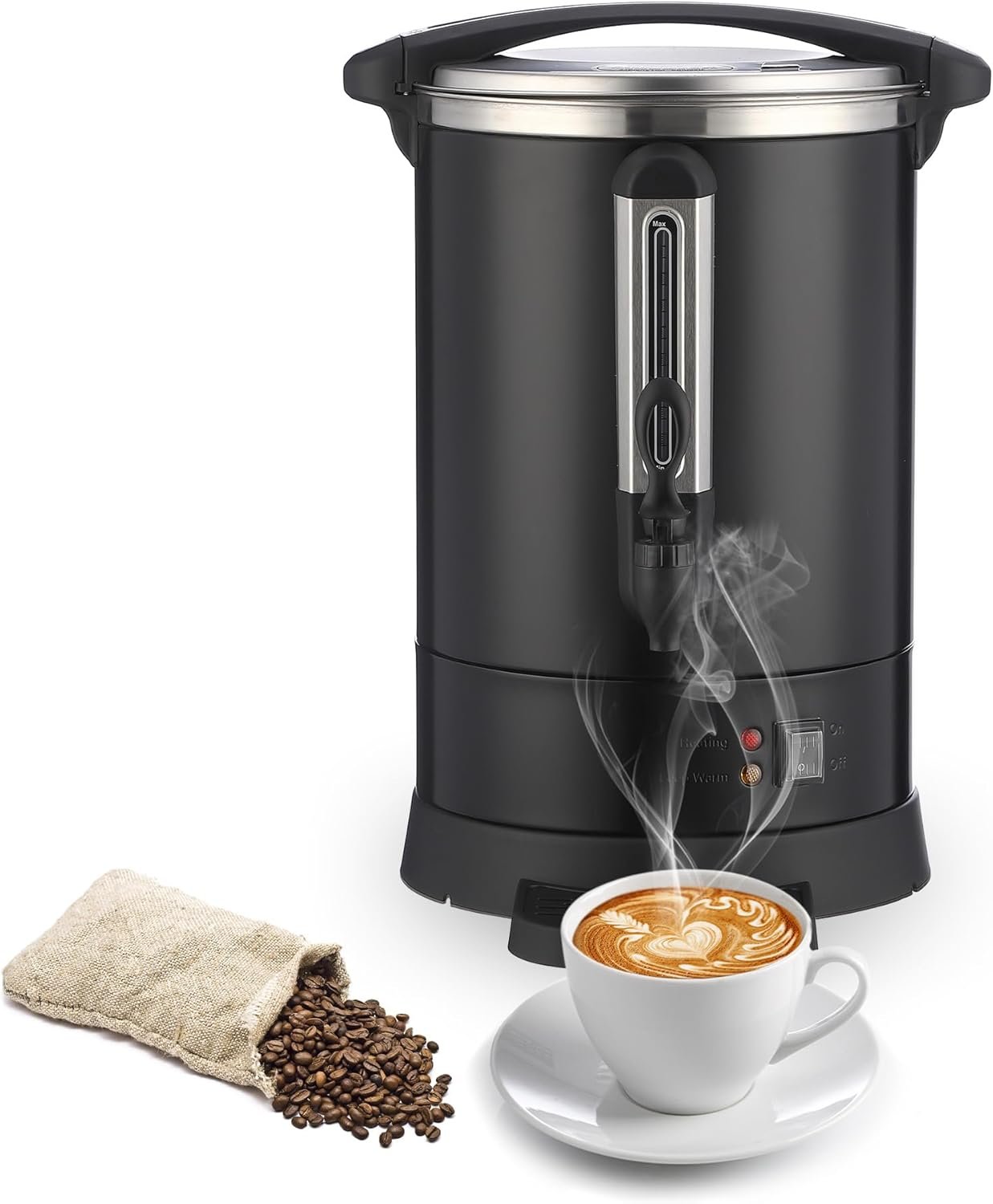 Garvee 120 Cup Commercial Coffee Urn, 4.8 Gal Stainless Steel | Large Capacity, Hot Coffee Maker, Heat Retention for Wedding, Buffet, Catering, Events, Party Gather Black