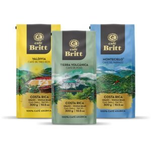 CafĂ© Britt® - Costa Rican Origins Coffee Bundle (10.5 oz.) (3-Pack) (Coffee From: TarrazĂş, Tres RĂos & Poás) - Whole Bean, Arabica Coffee, Kosher, Gluten Free, Gourmet & Medium Light & Dark Roast