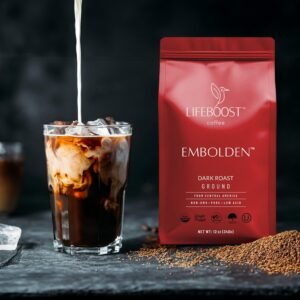 Lifeboost Dark Roast Ground Coffee - Non-GMO Low Acid Single Origin USDA Organic Dark Roast Coffee - Third Party Tested For Mycotoxins & Pesticides - 12 Ounces